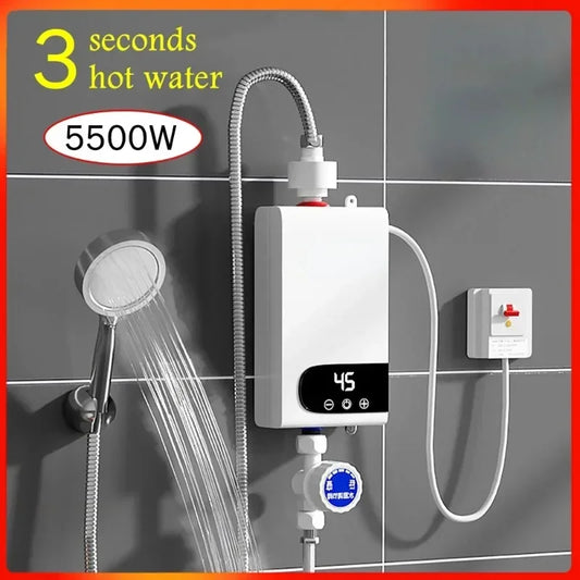Scaldabagno istantaneo da 5,5K W, nuovo di zecca, scaldabagno istantaneo senza serbatoio, rubinetto istantaneo, rubinetto per cucina, scaldabagno LED digitale