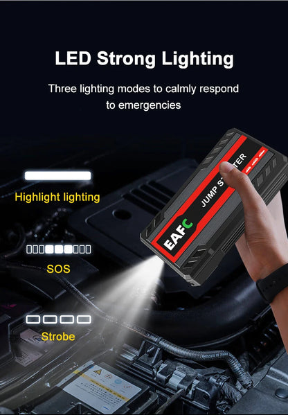Avviatore di emergenza per auto 2000A/1200A/600A, dispositivo di avviamento di emergenza portatile Power Bank Booster per benzina e diesel