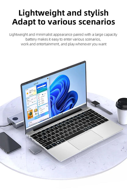 NUOVO 14.1'' sottile ufficio portatile Windows 11 Intel N4000 180° 12 GB di RAM 512 GB 1 TB SSD 1920*1080 ufficio studio computer PC