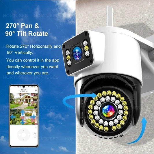 Yoosee 4K 8MP doppia lente doppio schermo a colori visione notturna rilevazione del movimento audio bidirezionale all'aperto impermeabile wifi telecamera di sicurezza