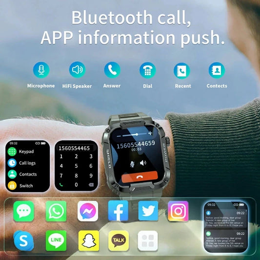 2025 Nuovo per Xiaomi Military Smart Watch Uomini impermeabili all'aperto Sport Fitness Tracker Monitor di salute 2.10" BT Call Smartwatch