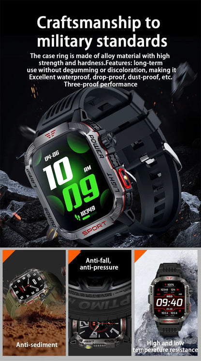 Nuovo per Huawei Xiaomi Militare GPS Smart Watch Uomini Torcia elettrica Bussola impermeabile all'aperto Sport Tracker Bluetooth Chiamata Smartwatch