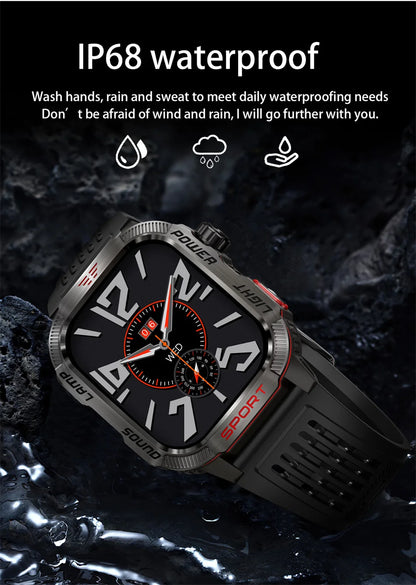 Nuovo per Huawei Xiaomi Militare GPS Smart Watch Uomini Torcia elettrica Bussola impermeabile all'aperto Sport Tracker Bluetooth Chiamata Smartwatch