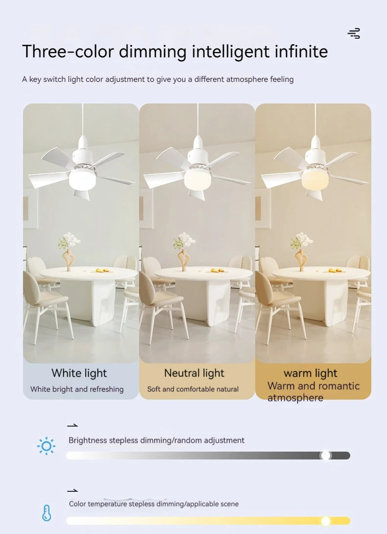 Ventilatore a soffitto LED con luce telecomando dimmerabile 30W E27 base moderna intelligente senza fili ventilatori illuminazione per camera da letto e soggiorno