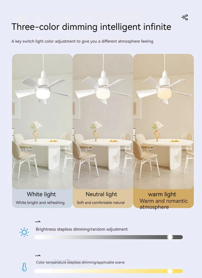 Ventilatore a soffitto LED con luce telecomando dimmerabile 30W E27 base moderna intelligente senza fili ventilatori illuminazione per camera da letto e soggiorno