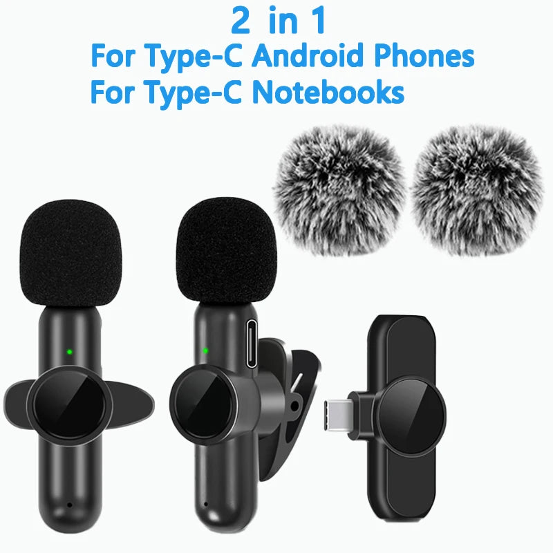.4G Wireless Lavalier Microfono Cancellazione del rumore Registrazione audio video per IPhone/iPad/Android/Xiaomi/Samsung Live Game Mic