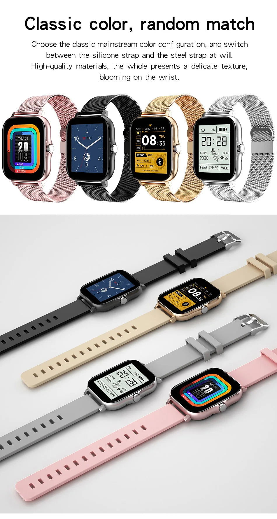 2024 Smart Watch Android Phone 1.44'' Pollici Schermo a colori Bluetooth Chiamata Ossigeno del sangue/ monitoraggio della pressione Smart Watch Donne Uomini