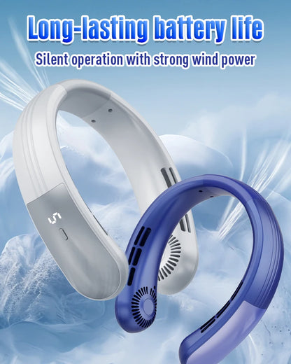 IL VENTO VI ARRIVA COME NATURALE Ventilatore da collo pieghevole JKUOO 2025 - Ricaricabile tramite USB a 3 velocità, silenzioso e fresco per campeggio/spiaggia/viaggi - Offerta estiva, spedizione gratuita