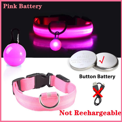 Collare luminoso per cani con ricarica USB e ciondolo, luce LED di lusso staccabile, luminoso per cani di piccola taglia, collare di sicurezza notturno per gatti all'ingrosso