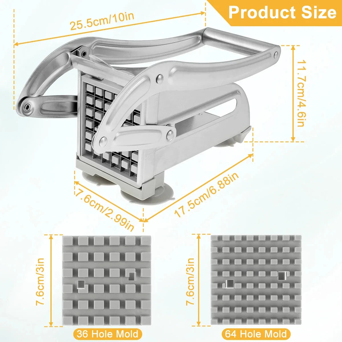 1 tagliapatate manuale in acciaio inossidabile, affettapatate, tagliapatate, tritacarne, tagliapatate, macchine utensili