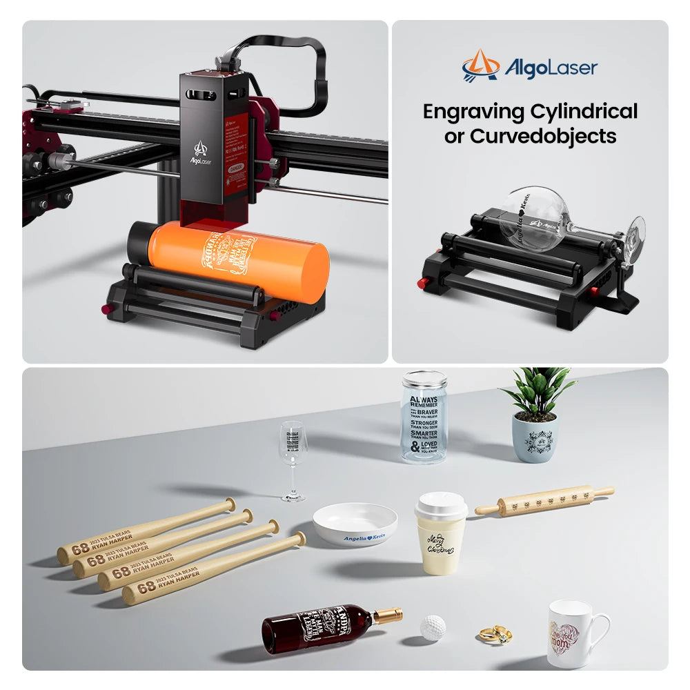 ALGO Laser Engraving Cutting Machine CNC Roller Rotary DIY Printer Graving Tool Powerful Woodworking Metal Wood Leather Acrylic