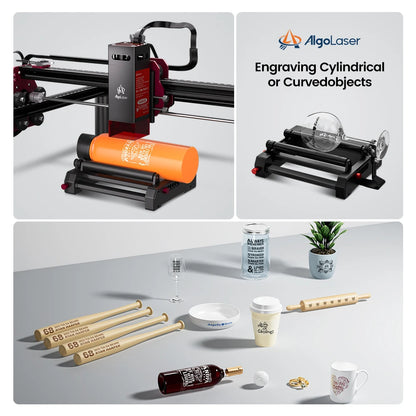 ALGO Laser Engraving Cutting Machine CNC Roller Rotary DIY Printer Graving Tool Powerful Woodworking Metal Wood Leather Acrylic