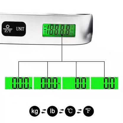 BILANCIA Scala portatile Display LCD digitale 110lb/ 50kg bagaglio elettronico appeso valigia viaggio pesi bagagli strumenti di equilibrio di peso