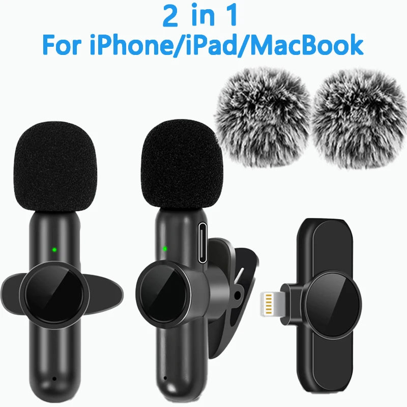 .4G Wireless Lavalier Microfono Cancellazione del rumore Registrazione audio video per IPhone/iPad/Android/Xiaomi/Samsung Live Game Mic