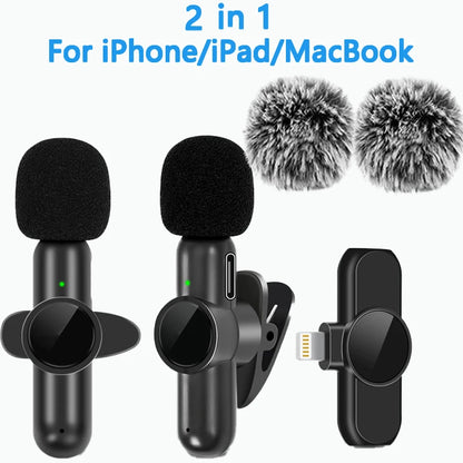 .4G Wireless Lavalier Microfono Cancellazione del rumore Registrazione audio video per IPhone/iPad/Android/Xiaomi/Samsung Live Game Mic
