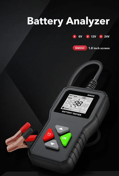 Tester per batterie 24V 6V 12V BM550 100-2000 Analizzatore di test CCA Strumento diagnostico Rilevatore Accessori per auto Moto Rimorchio per camion