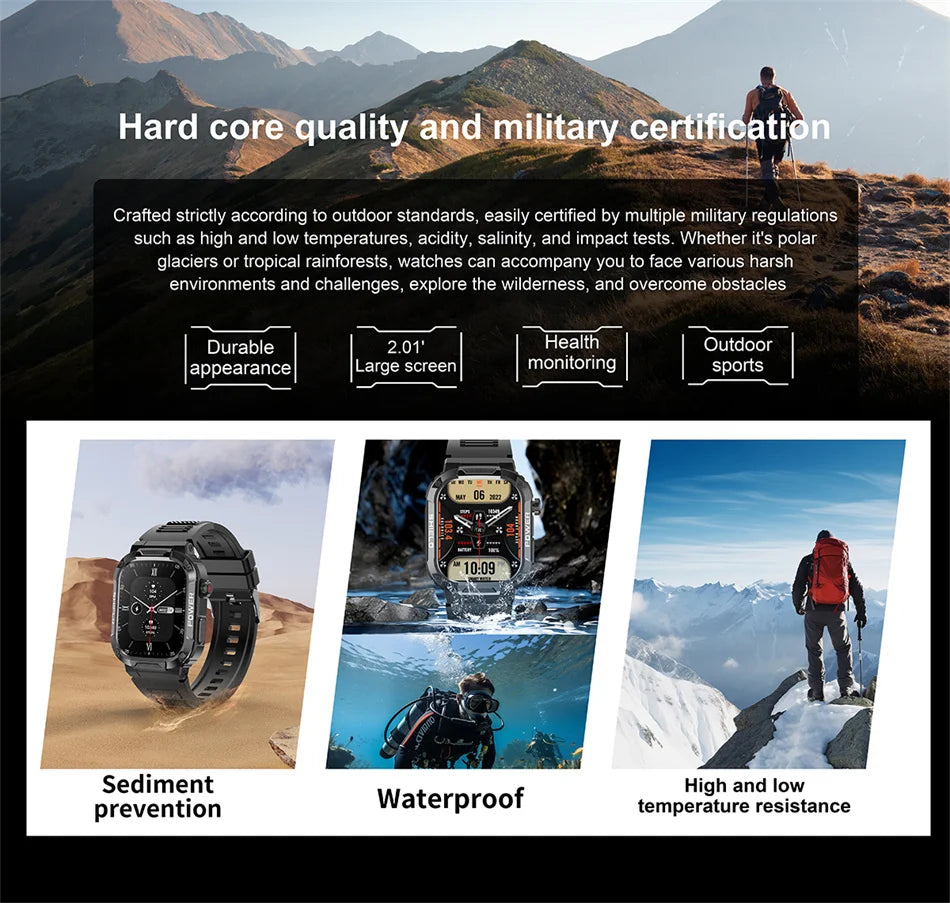 Nuovo per Huawei Xiaomi Military Smart Watch Monitor di salute degli uomini impermeabile all'aperto Sport Tracker Bluetooth Call Smartwatch 2025