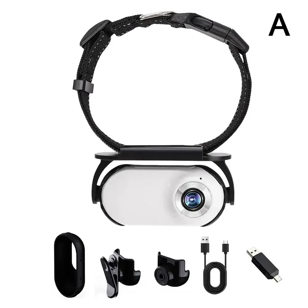 Telecamera per collare per animali domestici, per esterni, senza Wi-Fi, per collare per gatti, action camera, con 170 obiettivi, video tracker, telecamera di registrazione, per cani, mini ang A1J7