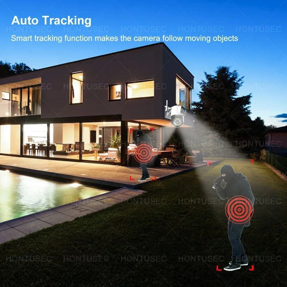 Yoosee 4K 8MP doppia lente doppio schermo a colori visione notturna rilevazione del movimento audio bidirezionale all'aperto impermeabile wifi telecamera di sicurezza