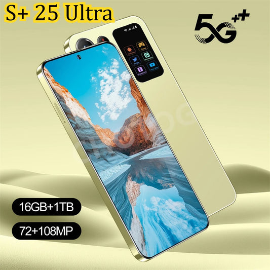 S+ 25 Versione ultra globale originale 7.3HD telefoni cellulari 4G 5G dual sim card cellulare android 14 smartphone 7800mAh cellulare