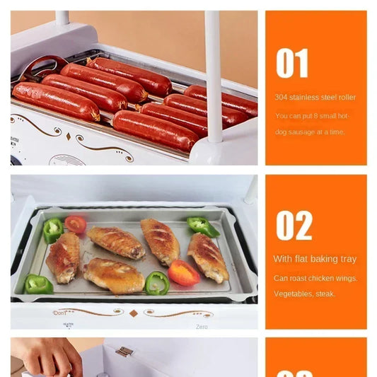 new Multifunction Roast Sausage Machine Small  Grilled Sausage Machine  Hot Dog Machine Hot Dog Cart Steamed Vermicelli Roll