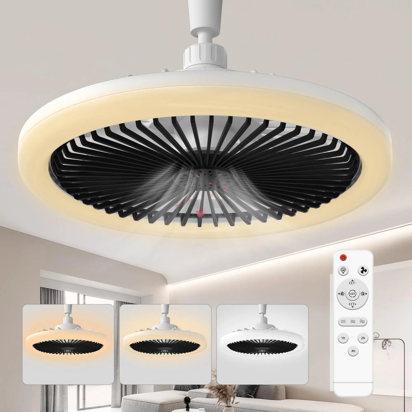 IRALAN Modern  ceiling fan with light LED Fan Light E27 Screw Fan Light Remote Control  Light Fan Ceiling Room decoration