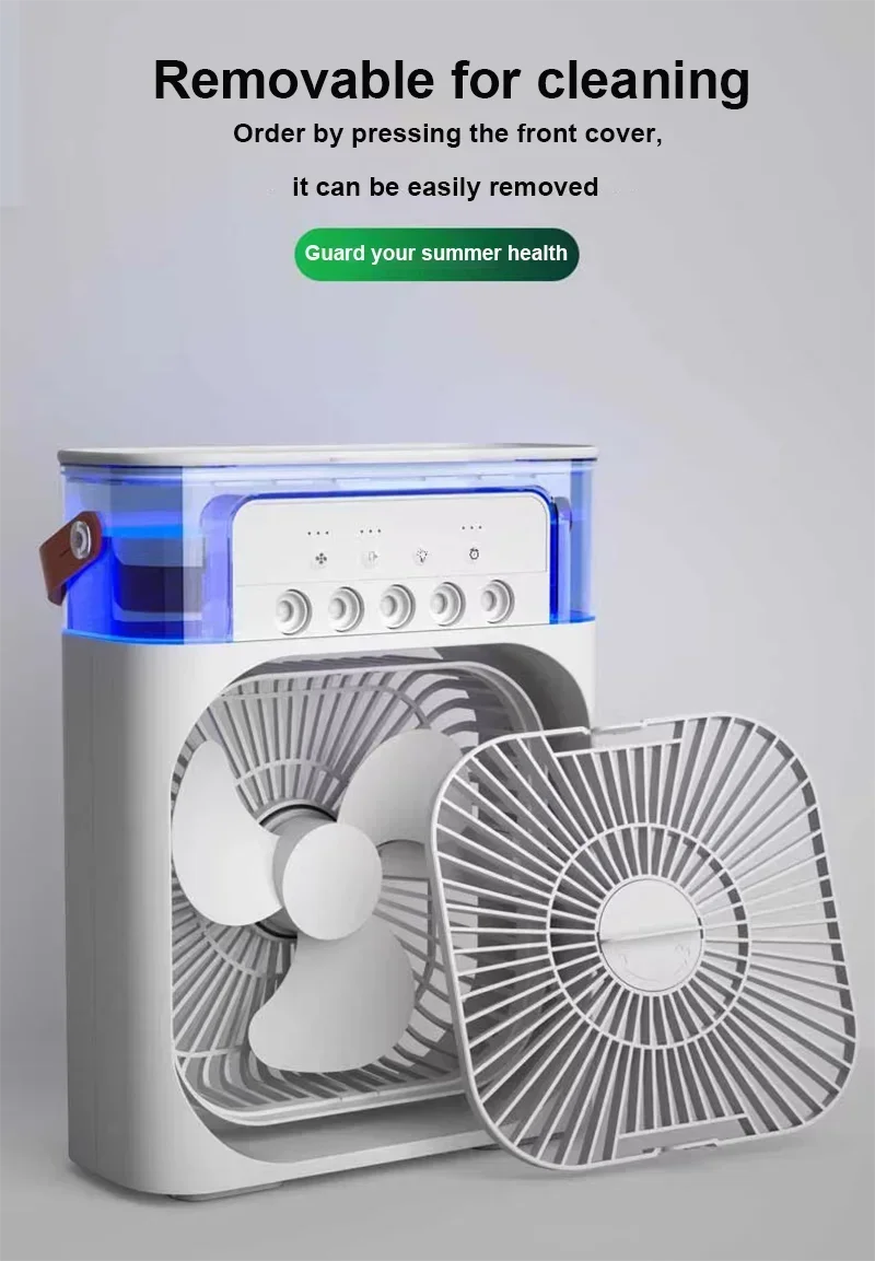 NUOVO Umidificatore portatile Ventilatore Condizionatori d'aria USB Ventilatore elettrico LED notte luce acqua nebbia divertimento 3 in 1 Umidificatore del dispositivo di raffreddamento dell'aria