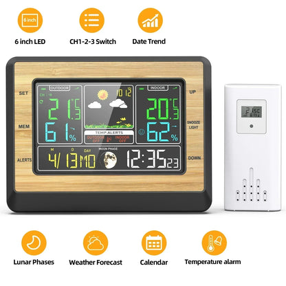 Stazione di Previsione del Tempo Schermo a Colori Digitale Termometro Igrometro Indoor Outdoor Temperatura Misuratore di umidità