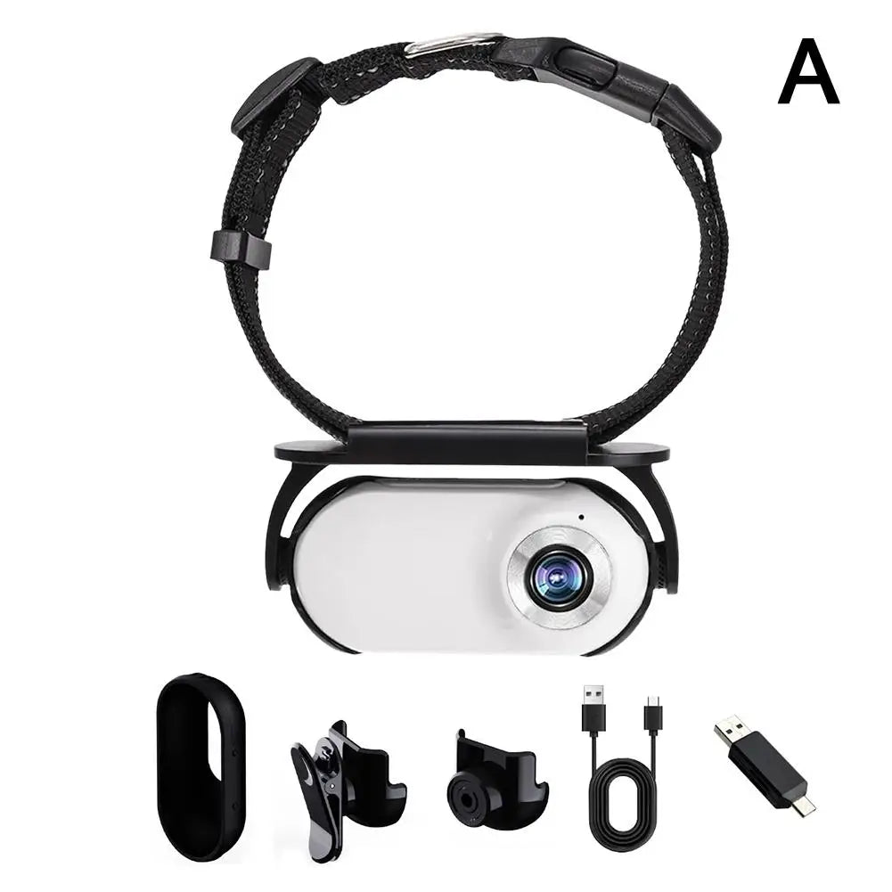 Telecamera per collare per animali domestici, per esterni, senza Wi-Fi, per collare per gatti, action camera, con 170 obiettivi, video tracker, telecamera di registrazione, per cani, mini ang A1J7
