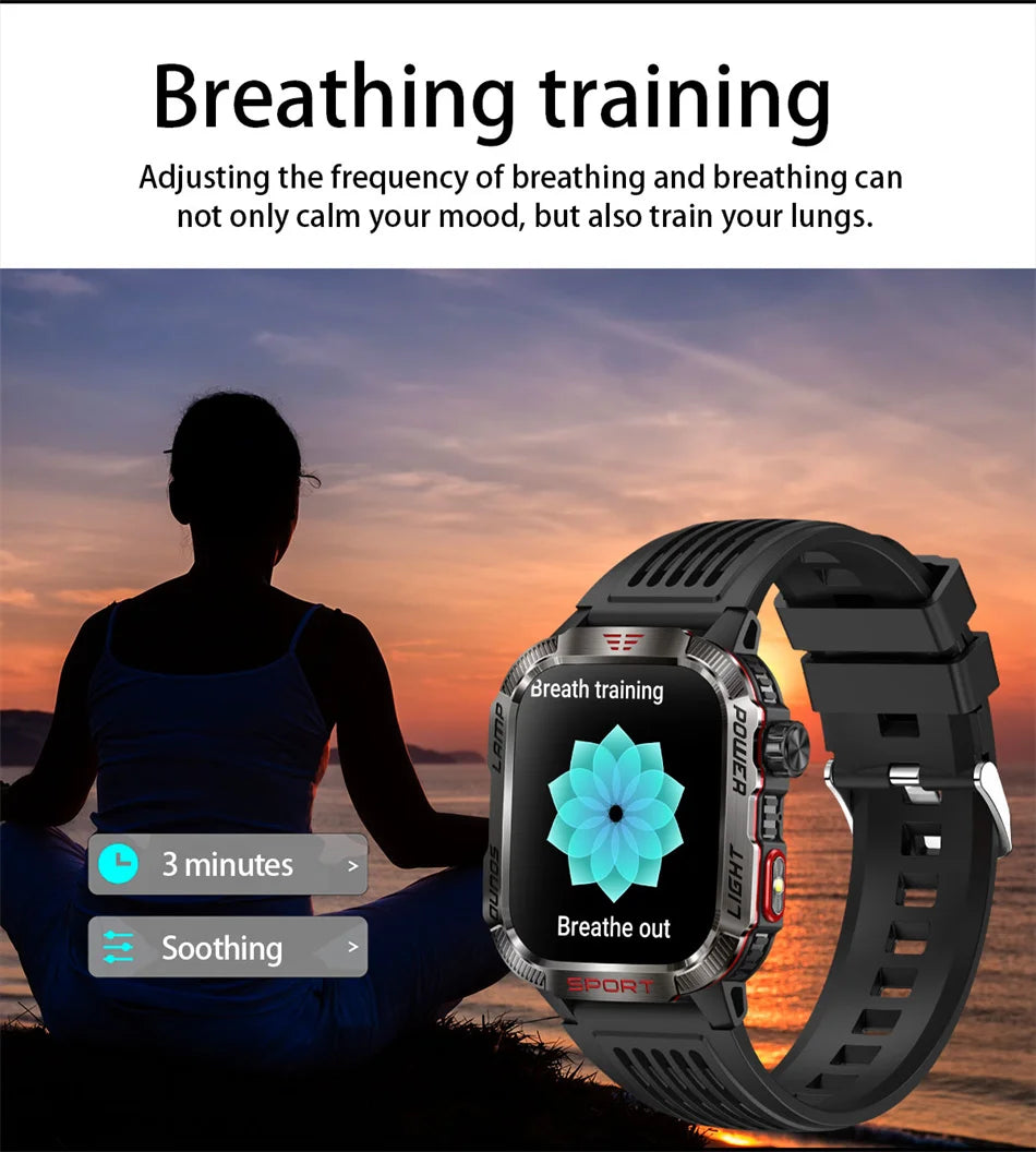 Nuovo per Huawei Xiaomi Militare GPS Smart Watch Uomini Torcia elettrica Bussola impermeabile all'aperto Sport Tracker Bluetooth Chiamata Smartwatch