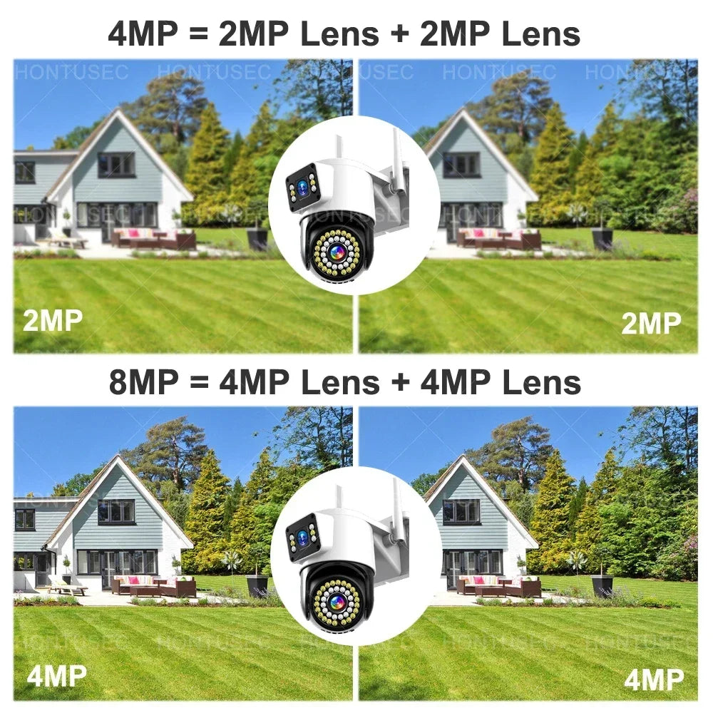 Yoosee 4K 8MP doppia lente doppio schermo a colori visione notturna rilevazione del movimento audio bidirezionale all'aperto impermeabile wifi telecamera di sicurezza