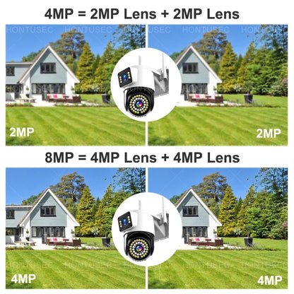 Yoosee 4K 8MP doppia lente doppio schermo a colori visione notturna rilevazione del movimento audio bidirezionale all'aperto impermeabile wifi telecamera di sicurezza
