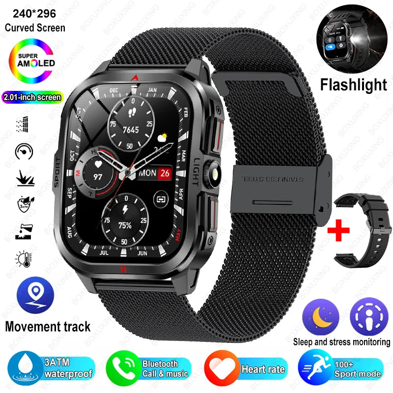 Nuovo per Xiaomi Military Smart Watch Men 3ATM impermeabile all'aperto Sport Fitness Tracker Monitor di salute Bluetooth Chiamata Smart Watch