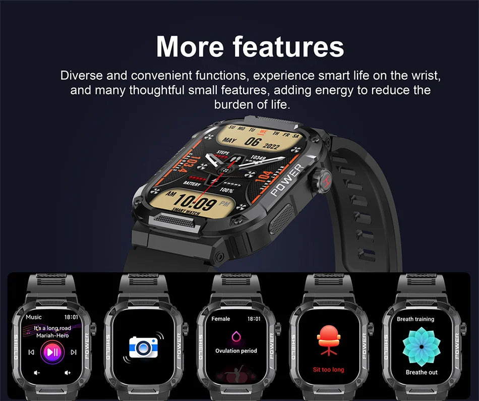 Nuovo per Huawei Xiaomi Military Smart Watch Monitor di salute degli uomini impermeabile all'aperto Sport Tracker Bluetooth Call Smartwatch 2025