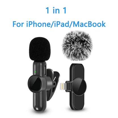 .4G Wireless Lavalier Microfono Cancellazione del rumore Registrazione audio video per IPhone/iPad/Android/Xiaomi/Samsung Live Game Mic