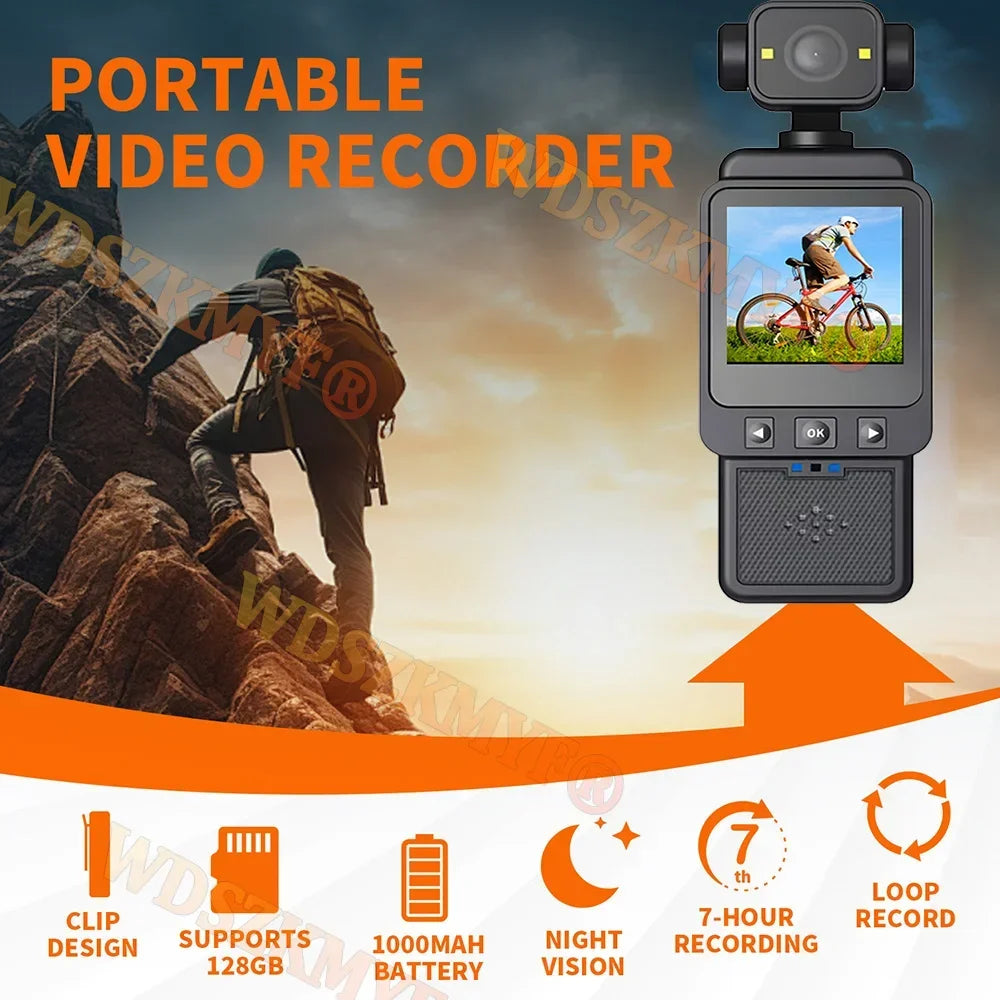 FHD 1080P Wifi Fotocamera Video digitale Outdoor Sports Camera Mini DV Portatile portatile per l'applicazione della legge Registratore a 360 gradi Obiettivo girevole