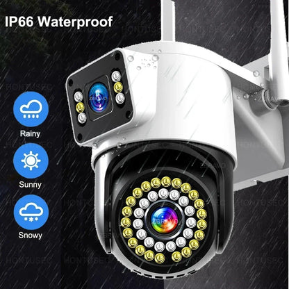 Yoosee 4K 8MP doppia lente doppio schermo a colori visione notturna rilevazione del movimento audio bidirezionale all'aperto impermeabile wifi telecamera di sicurezza