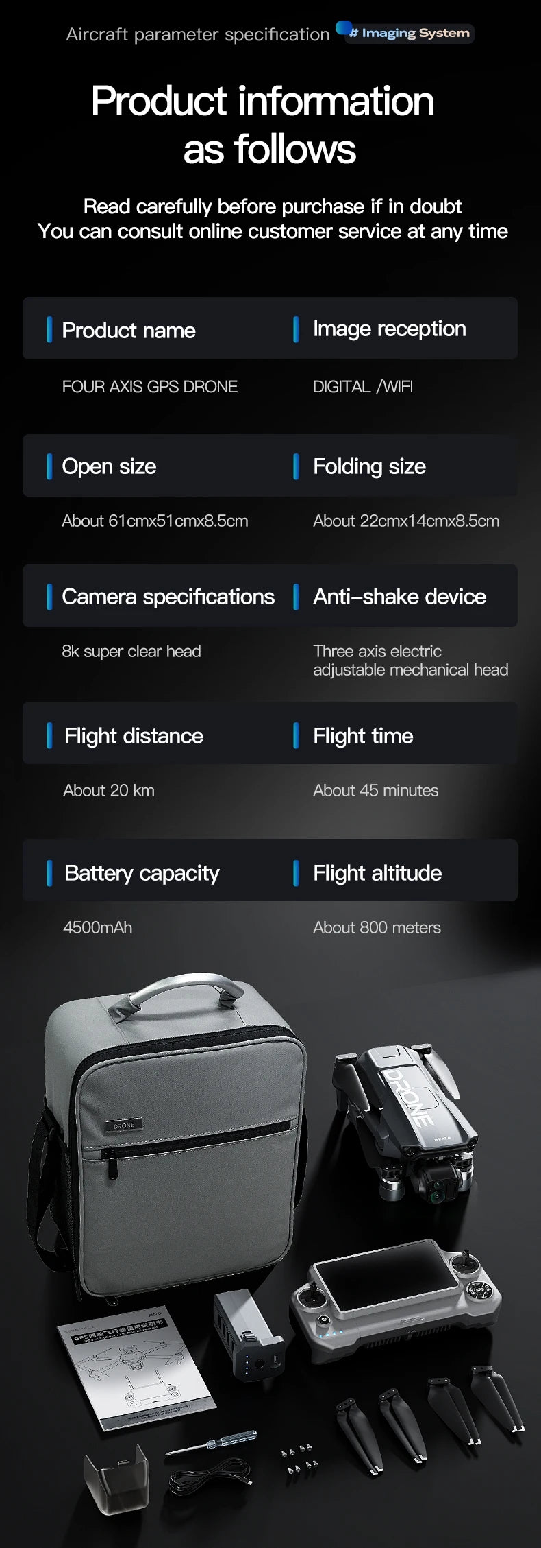 Ala 6 professionale di pesca Airdrop Drone 8K HD Camera 3-Axis Gimbal 20KM Brushless GPS Quadcopter Avoidance Ostacolo RC Dron