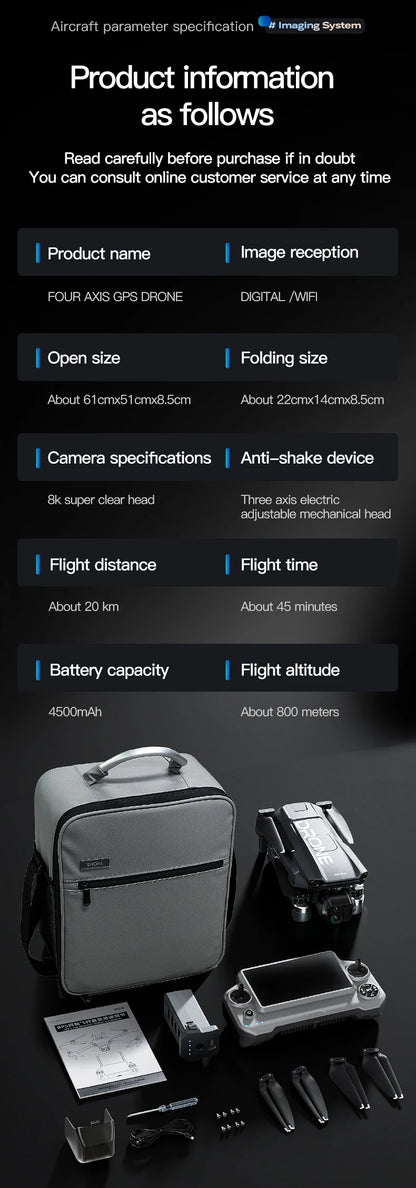 Ala 6 professionale di pesca Airdrop Drone 8K HD Camera 3-Axis Gimbal 20KM Brushless GPS Quadcopter Avoidance Ostacolo RC Dron