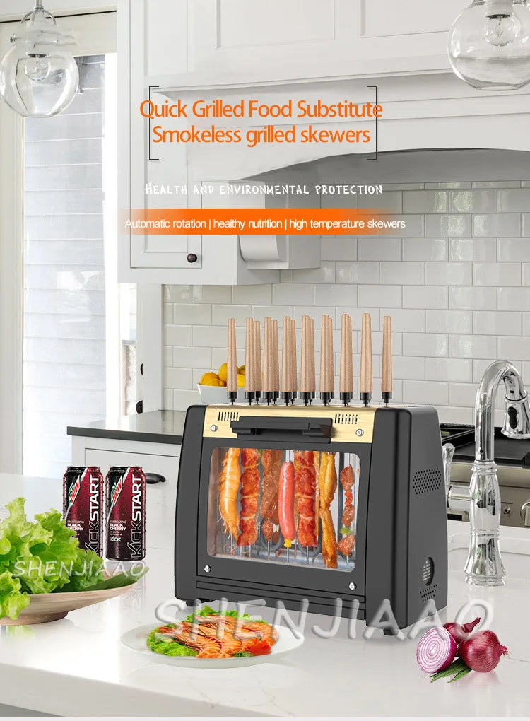 Barbecue Grill domestico automatico rotante spiedini macchina senza fumo Rotary grill elettrico 220V/ 1200W barbecue grill