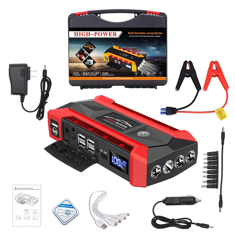Car Battery Starter 30000mAh Caricatore portatile Auto Jump Starter 12V Benzina Diesel Car Emergency Booster Start Alimentazione