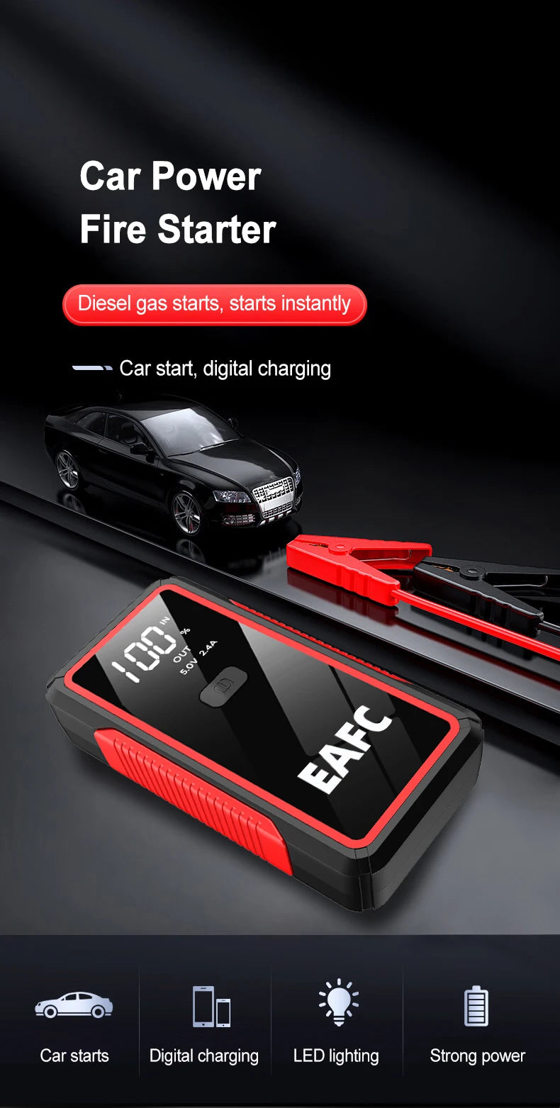 Avviatore di emergenza per auto 2000A/1200A/600A, dispositivo di avviamento di emergenza portatile Power Bank Booster per benzina e diesel