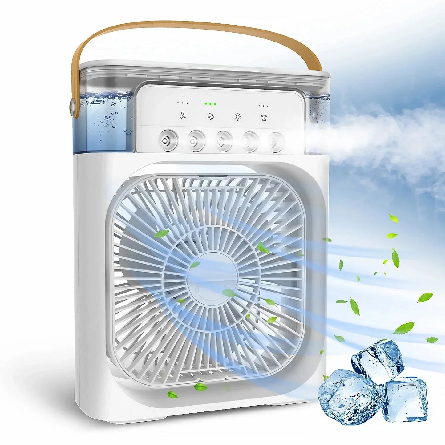 NUOVO Umidificatore portatile Ventilatore Condizionatori d'aria USB Ventilatore elettrico LED notte luce acqua nebbia divertimento 3 in 1 Umidificatore del dispositivo di raffreddamento dell'aria
