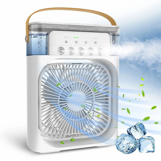NUOVO Umidificatore portatile Ventilatore Condizionatori d'aria USB Ventilatore elettrico LED notte luce acqua nebbia divertimento 3 in 1 Umidificatore del dispositivo di raffreddamento dell'aria