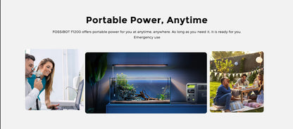 Centrale elettrica portatile leggera Fossibot F1200, batteria LiFePO4 da 1024 Wh, generatore solare da 1200 W, backup domestico, campeggio all'aperto, alimentazione mobile