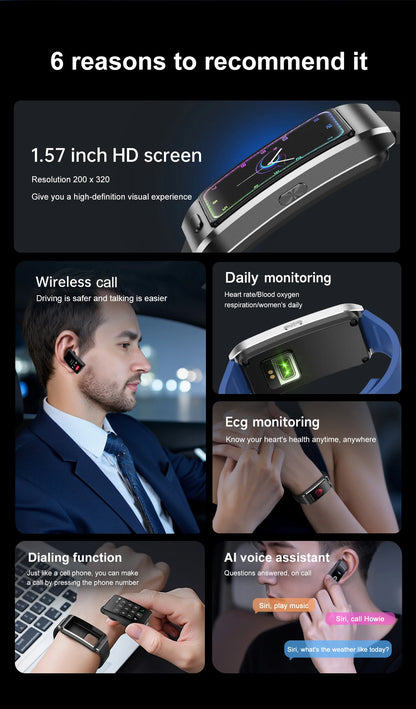 LIGE TWS 2 In 1 Uomini Donne Smart Watch ECG GPS Impermeabile Frequenza cardiaca Ossigeno Bluetooth Auricolare Fare Telefonate 2025 Nuovo