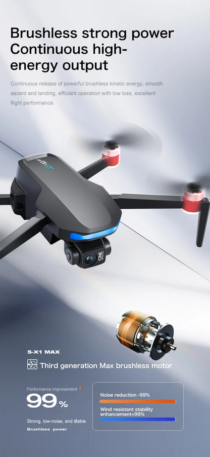 S-X1 Nuovo drone con schermo a 3 assi anti-shake Gimbal 4K Aerial Brushless Drones RC Quadcopter 5G GPS 8K HD Telecamere EIS Mini Dron