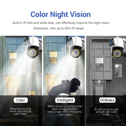Yoosee 4K 8MP doppia lente doppio schermo a colori visione notturna rilevazione del movimento audio bidirezionale all'aperto impermeabile wifi telecamera di sicurezza