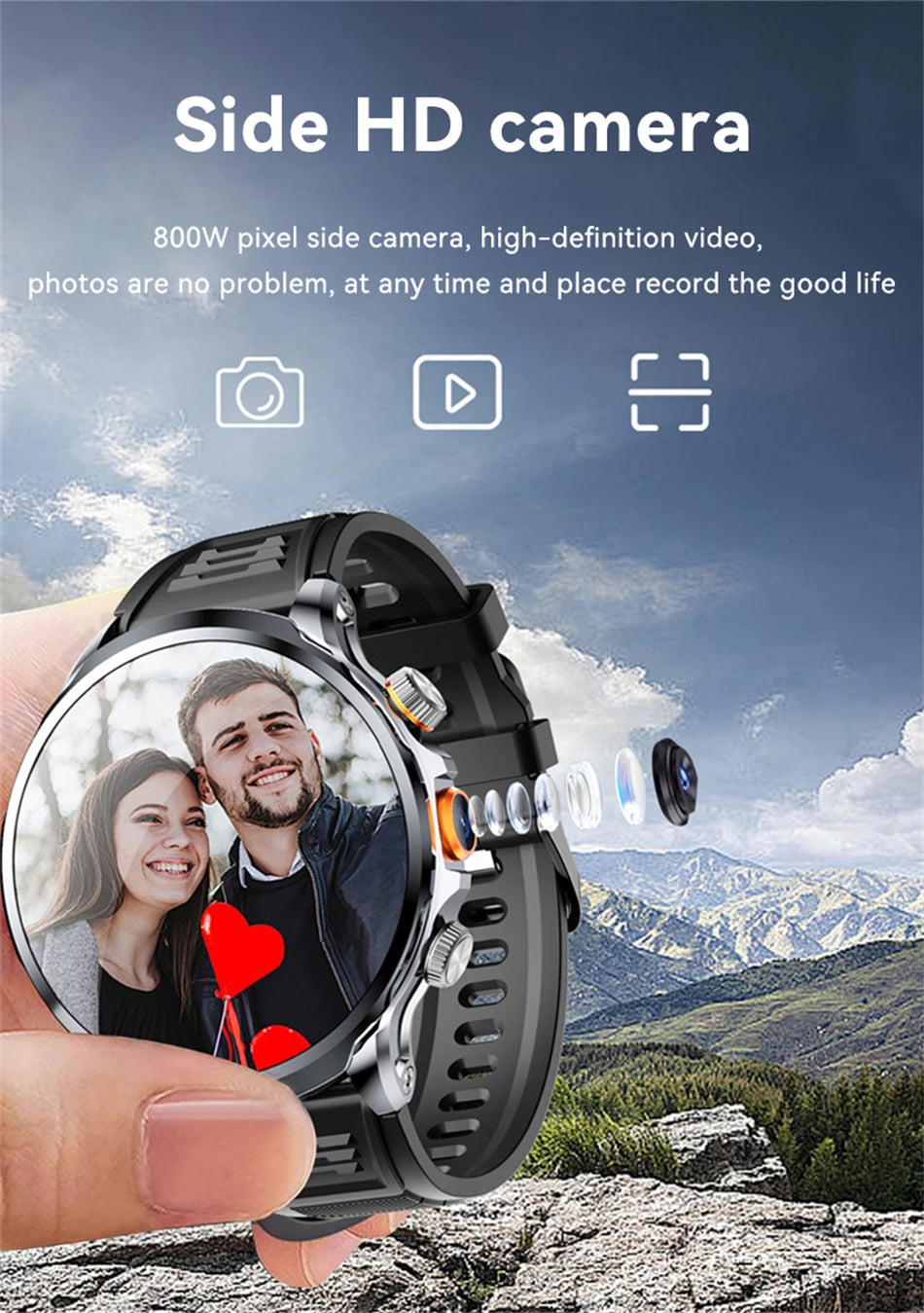 5G/4G Full Network Smart Watch 680*680 HD AMOLED 1100mah Video Call 500W Camera 8GB+128GB RAM GPS NFC WIFI Google APP Smartwatch