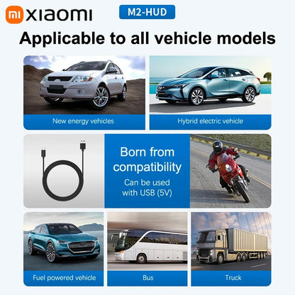 Xiaomi Car Speedometer M2 HUD Head-Up Display a LED Misuratore di velocità digitale Proiettore parabrezza Veicoli Auto Elettronica Accessori